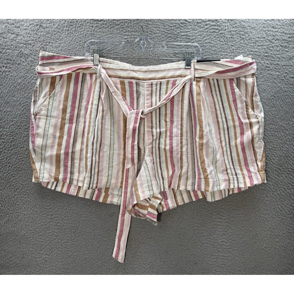 Maurices Shorts Womens 4X Multicolor Striped Linen Blend High Rise Coastal NEW